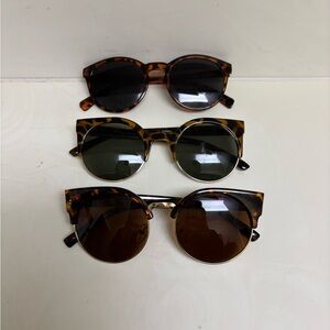 Tortoiseshell Cat Eye Sunglasses Trio - Brown Tortoise
